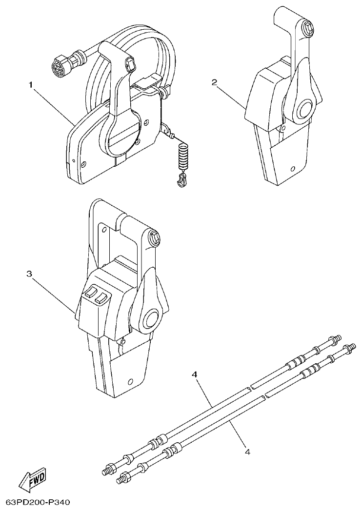 Yamaha F150DET, FL150DET REMOTE CONTROL BOX parts diagram